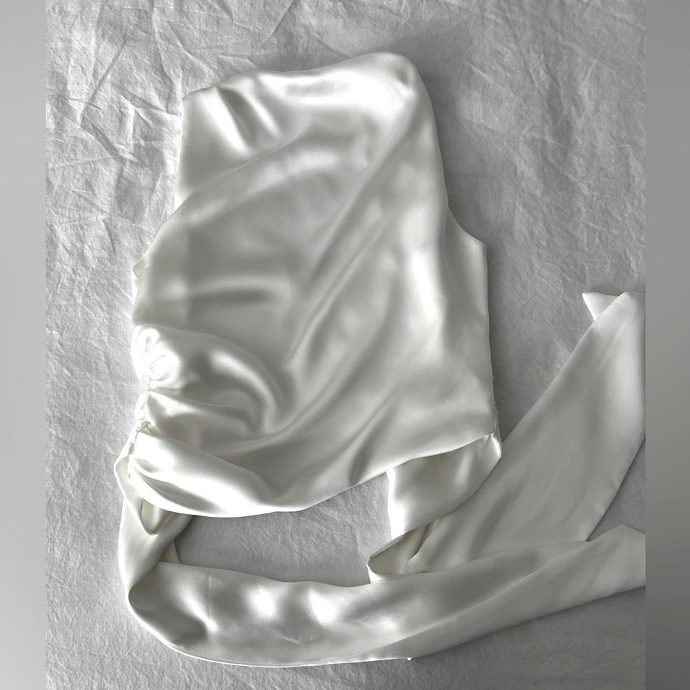 Zara satin white backless top